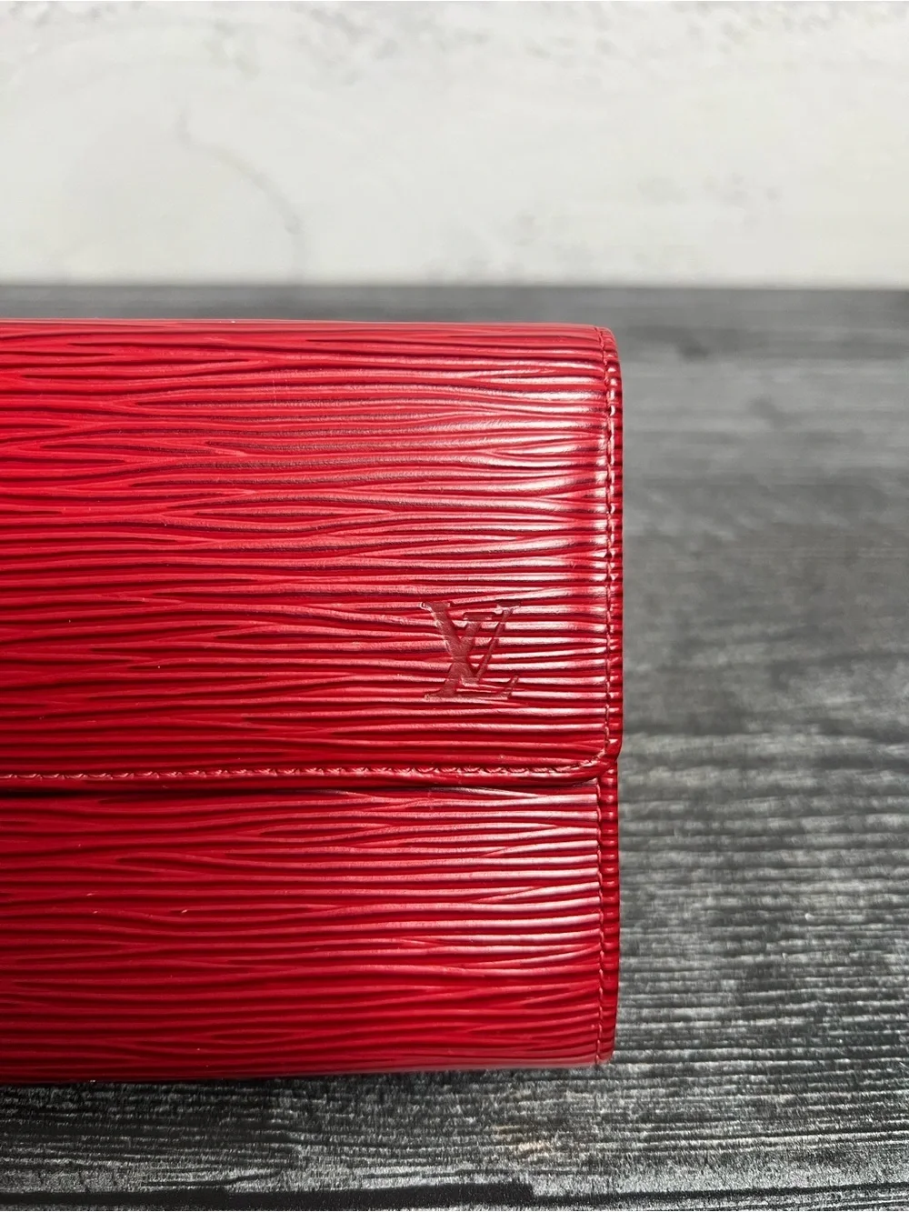 Authentic Louis Vuitton Red Epi Leather Sarah Wallet